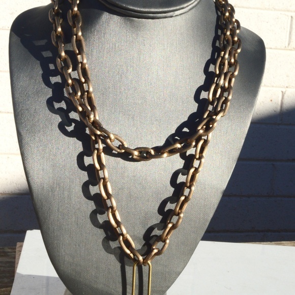 Padlock Chain Brass Cable Lock Necklace Steampunk - Picture 7 of 8